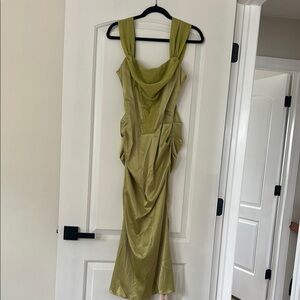 MICAS NWT Green Satin Midi Dress